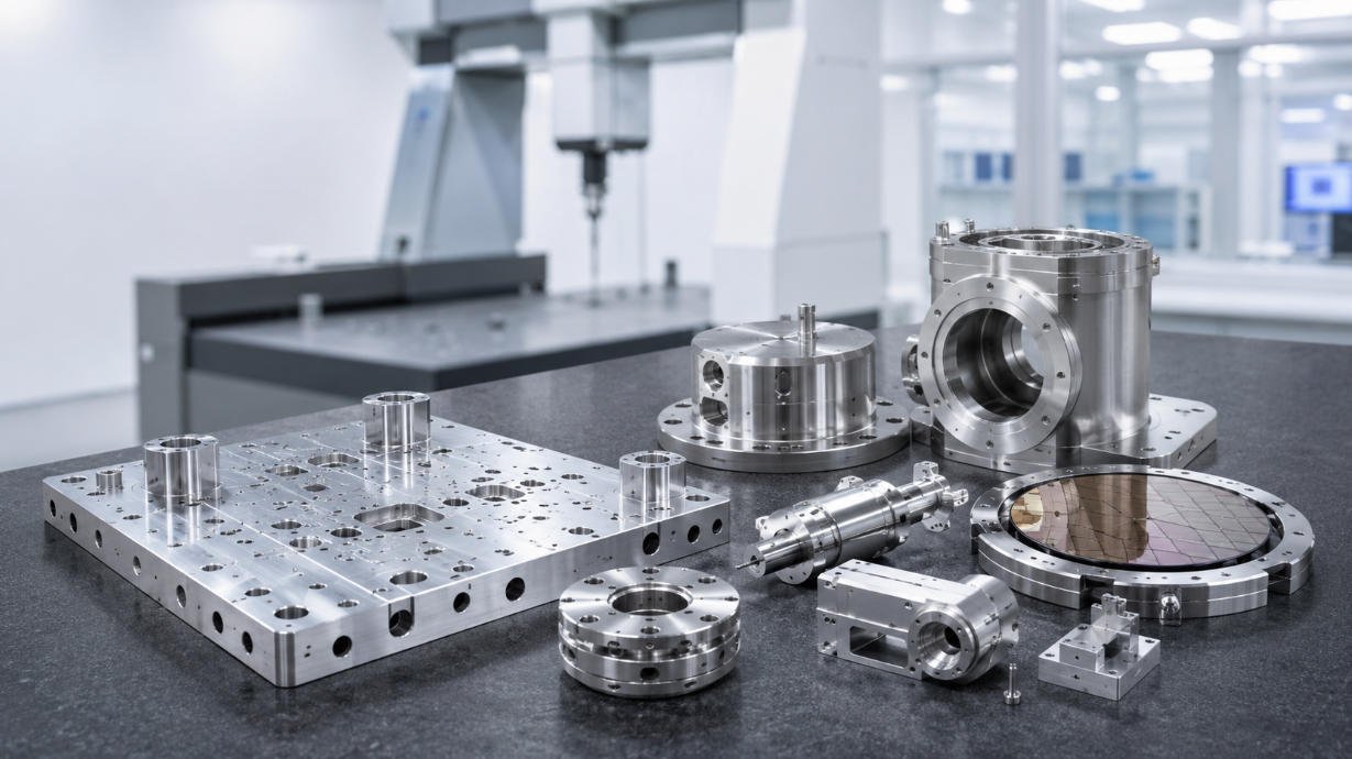 Precision CNC Machining semiconductor equipment fixtures for OEM components and alignment applications