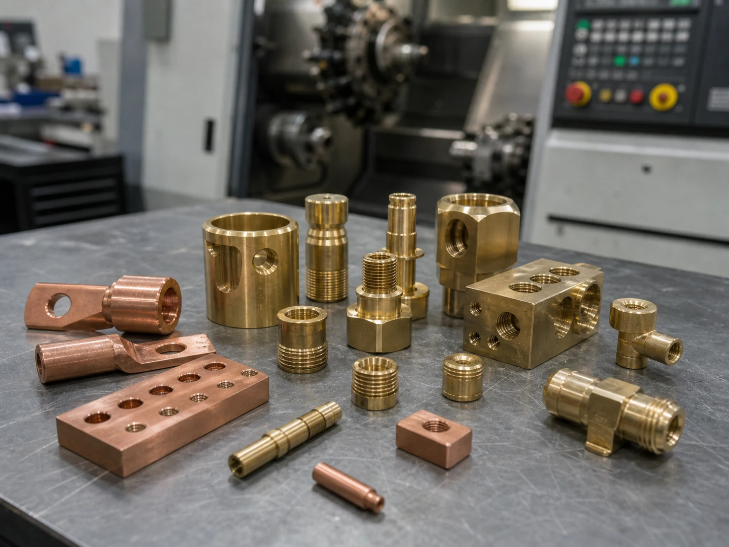 CNC machined copper and brass fittings, bushings, terminals and threaded parts