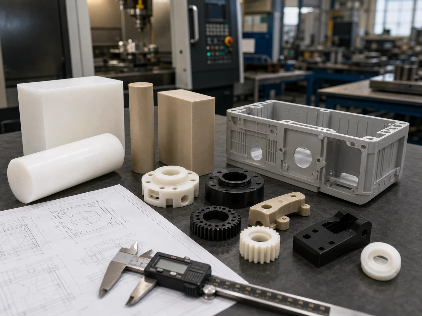 Engineering plastic stock, machined parts and molded components for material selection