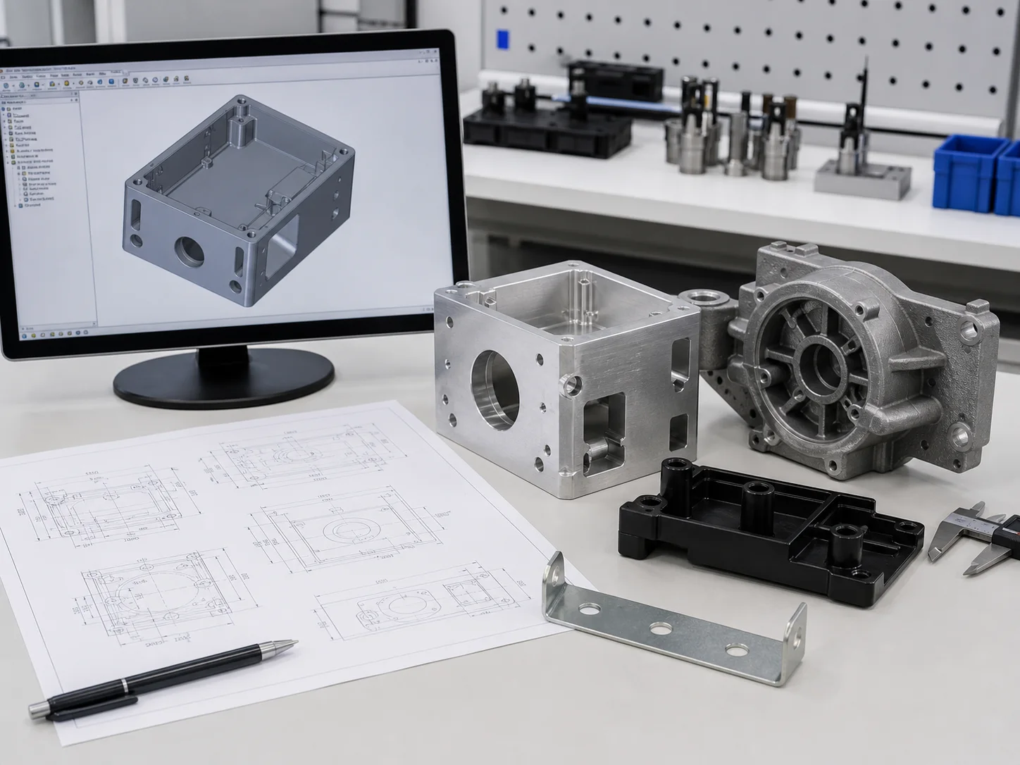 Engineering drawing and CAD model reviewed for custom part manufacturing
