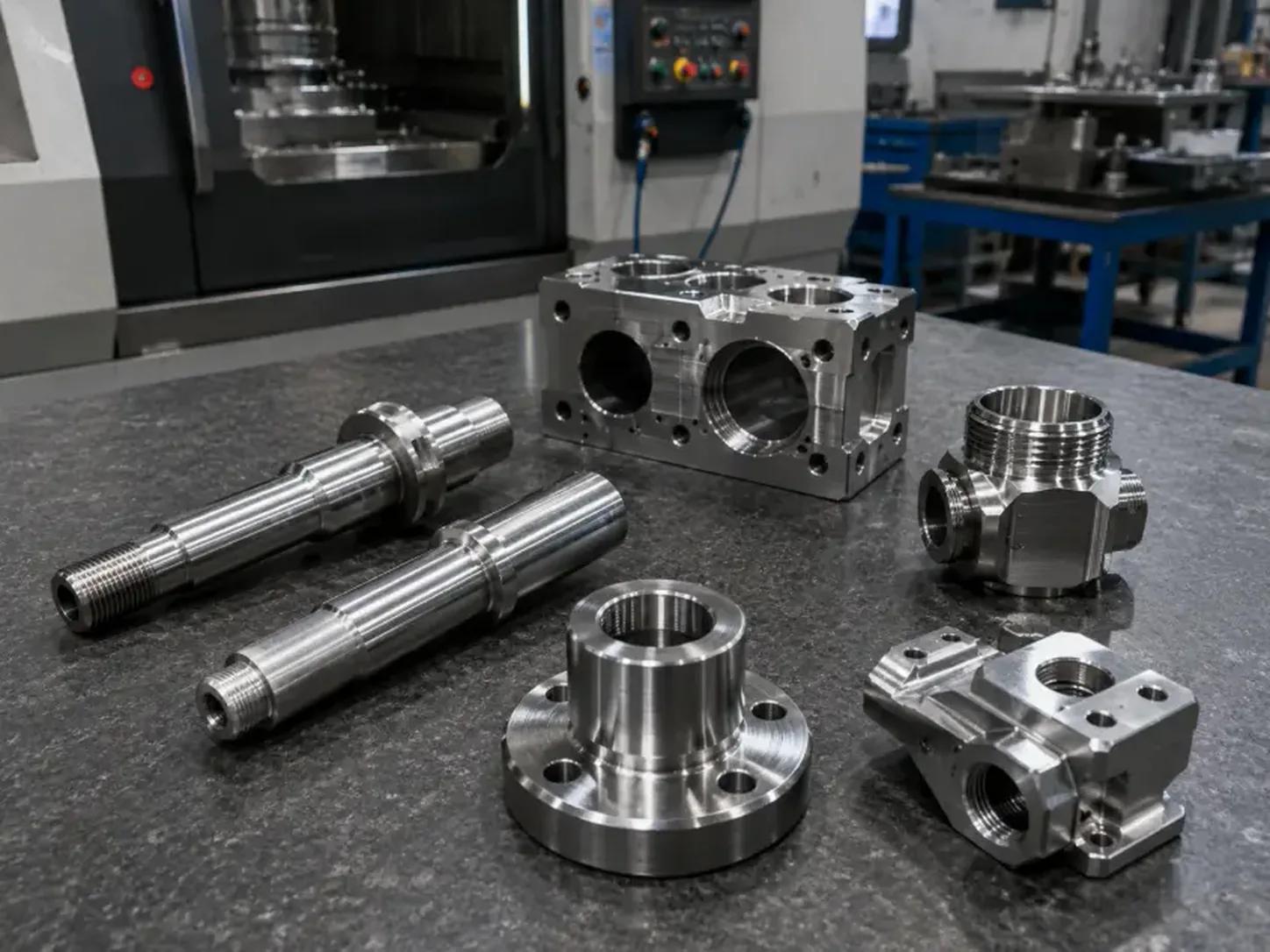 CNC machined stainless steel shafts, fittings and precision components