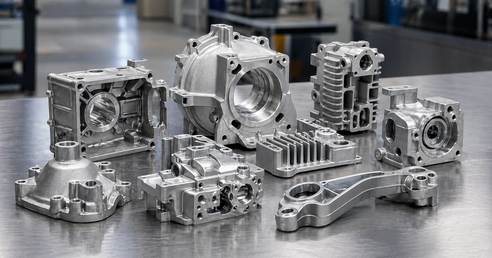 Die casting process and cast metal parts in a manufacturing setting