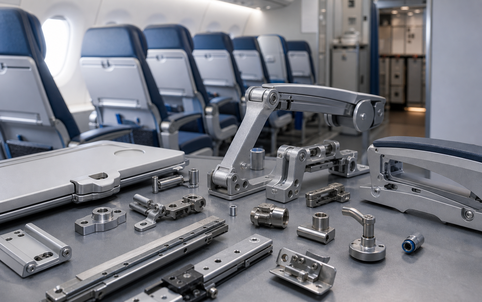 Custom aircraft seat locking latch component for aviation seat positioning structure