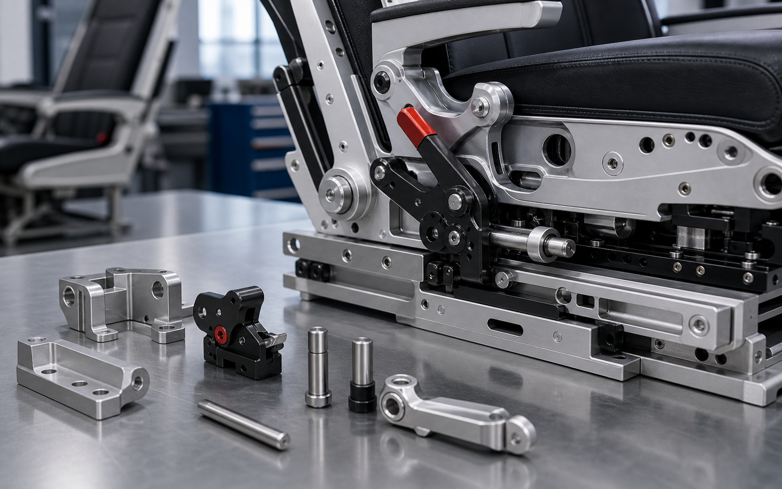 Aircraft seat locking and positioning structure with latch and lock pin components